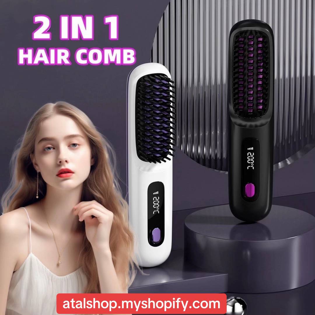 Cordless 2-in-1 Hair Straightener Brush